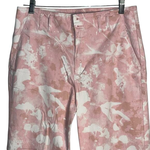 Anthropologie Pink Floral Straight Leg Pants – Size 8 – Cotton Stretch - Picture 2 of 8